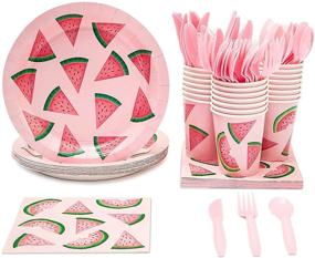 img 4 attached to Disposable Dinnerware Set Birthdays Watermelon
