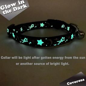 img 1 attached to Adjustable Quick Release Safety Cat Collar with Bell - Glow in The Dark - 6 Pack - Gold Moon and Star Design