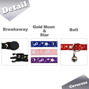 img 2 attached to Adjustable Quick Release Safety Cat Collar with Bell - Glow in The Dark - 6 Pack - Gold Moon and Star Design