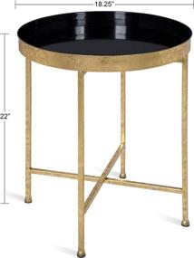 img 3 attached to 🌑 Modern Minimalist Kate and Laurel Celia Metal Foldable Round Accent Table - Black Surface, Gold Frame, Detachable Magnetic Tabletop; 18.25" x 18.25" x 22