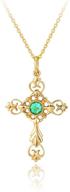 🚗 carleen 14k solid real yellow gold may birthstone pendant necklace - green emerald collection for women & girls, oval/cross/halo/princess cut - delicate dainty fine jewelry, 16/18 inch logo