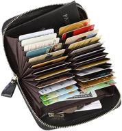 💼 leather rfid blocking women's compact zipper accordion wallet with 24 slots for cards logo