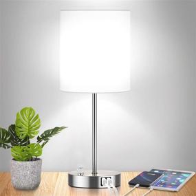 img 4 attached to 💡 Enhance Your Room with a Fully Dimmable Table Lamp: USB Ports, 60W Equvi 5000K Daylight Edison Bulb, Stepless Dimming, AC Outlet - Ideal Décor for Bedroom Living Room Nursery