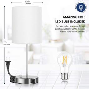 img 2 attached to 💡 Enhance Your Room with a Fully Dimmable Table Lamp: USB Ports, 60W Equvi 5000K Daylight Edison Bulb, Stepless Dimming, AC Outlet - Ideal Décor for Bedroom Living Room Nursery