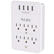 🔌 6-outlet extender with usb wall charger and 4 usb ports, nuozhi multi plug outlet surge protector - white, etl listed (1680 joules) logo