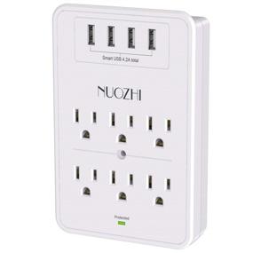 img 4 attached to 🔌 6-Outlet Extender with USB Wall Charger and 4 USB Ports, NUOZHI Multi Plug Outlet Surge Protector - White, ETL Listed (1680 Joules)