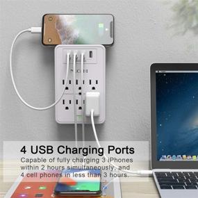 img 2 attached to 🔌 6-Outlet Extender with USB Wall Charger and 4 USB Ports, NUOZHI Multi Plug Outlet Surge Protector - White, ETL Listed (1680 Joules)