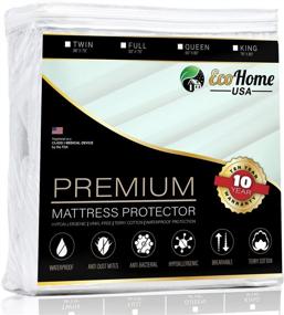 img 4 attached to Eco Home USA Premium Mattress Pad Protector for 🌿 King Size Beds - Waterproof Vinyl-Free Cover with Terry Cotton Topper