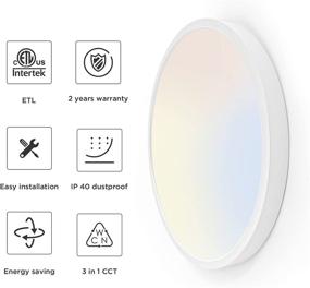 img 3 attached to 🔆 12 Inch LED Round Flat Panel Light: Powerful 20W (200W Traditional Light Equiv), Adjustable 3000K/4000K/6500K CCT, Ideal Flush Mount for Kitchen, Bedroom, Laundry, Closet Room