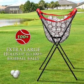 img 1 attached to 🎾 FITPLAY Heavy Duty Baseball / Softball Ball Caddy: Double X Sturdy Structure to Hold 100+ Baseballs or 50+ Softballs, Portable & Foldable