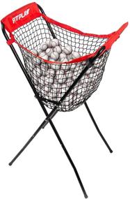 img 4 attached to 🎾 FITPLAY Heavy Duty Baseball / Softball Ball Caddy: Double X Sturdy Structure to Hold 100+ Baseballs or 50+ Softballs, Portable & Foldable