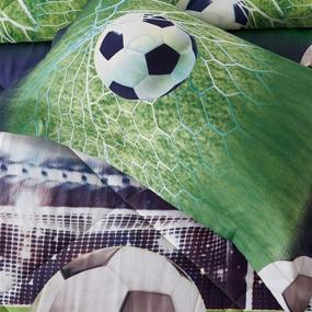 img 1 attached to 🥅 ENJOHOS 3D Soccer Bedding Twin Football Comforter Set for Kids - Cool Duvet Lightweight Bedroom Decor - 3PCS Bed Set with 1 Comforter and 2 Pillow Shams