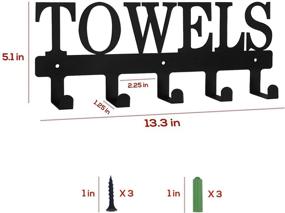img 3 attached to Черная металлическая полка для полотенец MINCORD с 5 крючками - крепление на стену, антикоррозийное и водонепроницаемое крепление для полотенец в ванную комнату, спальню, кухню - идеально подходит для полотенец, халатов, ключей, пальто, одежды - идеально подходит для уличных бассейнов и пляжных полотенец