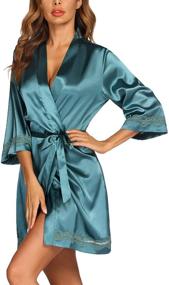 img 4 attached to Ekouaer V Neck Sleeve Lace Trim Sleepwear Women's Clothing