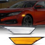 🚦 gempro окуляры дымчатого цвета последовательного сигнала поворота для honda civic 2016-2021: позиционные огни с белым и динамическим амбером led на переднем крыле и бампере, 2 штуки - замена фонаря маркера. логотип