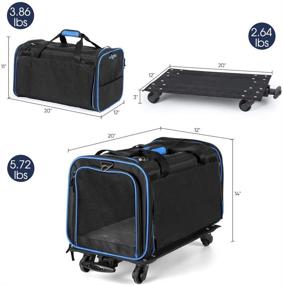 img 2 attached to 🐾 YOUTHINK Pet Wheels Rolling Carrier: Convenient Travel Solution for Pets up to 20 lbs, with Extendable Handle & Detachable Fleece Bed - Best in Black 20"x12"x11