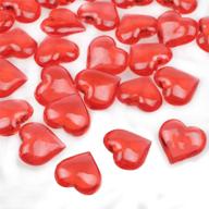 💖 romantic & festive: fangoo 110-piece red acrylic heart gems for valentine's day decor & weddings - 8oz bright red home decor, vase filler & table scatter logo