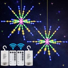 img 4 attached to 🎇 Brilliant LED Firework Lights: Battery Operated Copper Wire Starburst String Lights for Indoor Christmas and Halloween Decorations