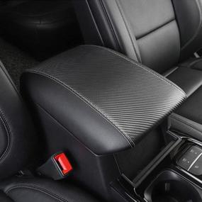 img 4 attached to INTGET Car Center Console Armrest Cover For 2021 2022 Ford Explorer Accessories 2020 Leather Middle Arm Rest Dog Seat Cover Console Lid Protector(Carbon Fiber Leather)