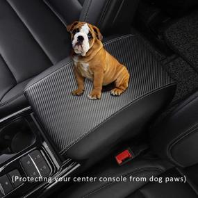 img 3 attached to INTGET Car Center Console Armrest Cover For 2021 2022 Ford Explorer Accessories 2020 Leather Middle Arm Rest Dog Seat Cover Console Lid Protector(Carbon Fiber Leather)