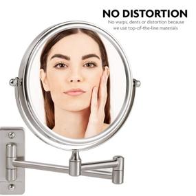 img 2 attached to 🔍 Ovente 7" Wall Mount Makeup Mirror with 1X & 10X Magnifier - Adjustable Double Sided Round Reflection, Extendable Arm - Bathroom & Vanity Decor, Nickel Brushed Finish