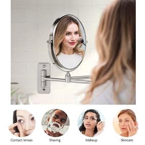 img 1 attached to 🔍 Ovente 7" Wall Mount Makeup Mirror with 1X & 10X Magnifier - Adjustable Double Sided Round Reflection, Extendable Arm - Bathroom & Vanity Decor, Nickel Brushed Finish