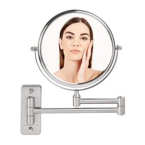 img 4 attached to 🔍 Ovente 7" Wall Mount Makeup Mirror with 1X & 10X Magnifier - Adjustable Double Sided Round Reflection, Extendable Arm - Bathroom & Vanity Decor, Nickel Brushed Finish