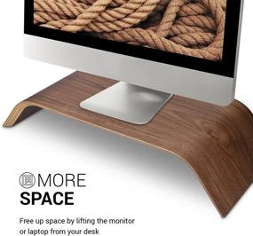 img 2 attached to Walnut Wood Monitor Stand Riser - Stylish Desk Holder for Computers, Laptops, and TVs