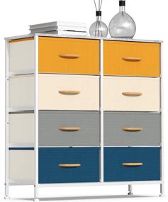 img 4 attached to 🗄️ Waytrim Storage Tower - Fabric Dresser with 8 Drawers, Sturdy Steel Frame, Wood Tabletop - Ideal for Bedroom, Hallway, Nursery, Entryway, Closets - Easy Pull Organizer Unit with Simple Assembly