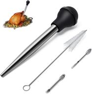 🦃 jy cookment stainless steel turkey baster syringe for cooking - complete meat injector set with 2 marinade needles and 1 cleaning brush - ideal kitchen tool for home baking. logo