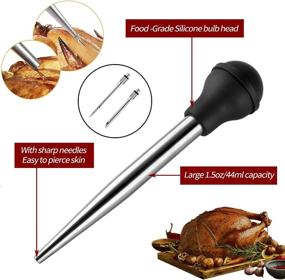 img 3 attached to 🦃 JY COOKMENT Stainless Steel Turkey Baster Syringe for Cooking - Complete Meat Injector Set with 2 Marinade Needles and 1 Cleaning Brush - Ideal Kitchen Tool for Home Baking.