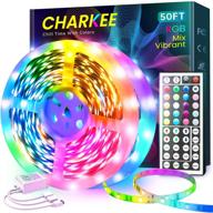 🌈 50ft color changing led strip lights for bedroom - 44-key remote control, 12v rgb smd5050 tape lights for room decor, indoor use - perfect for ig, tiktok, diy (44key remote+25ftx2) логотип