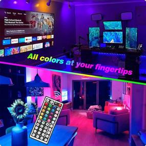 img 2 attached to 🌈 50ft Color Changing LED Strip Lights for Bedroom - 44-Key Remote Control, 12V RGB SMD5050 Tape Lights for Room Decor, Indoor Use - Perfect for IG, TikTok, DIY (44key Remote+25ftX2)