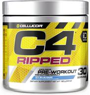 💪 c4 ripped pre workout powder icy blue razz: creatine-free & sugar-free energy supplement for men & women, 150mg caffeine + beta alanine for weight loss, 30 servings logo
