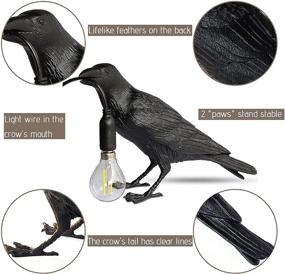 img 1 attached to 🕊️ Lifelike Resin Raven Table Lamp - Crow Desk Light for Bedroom Living Room Decor, Birds Table Light for Bedside (Black)-KJYZDYZQ