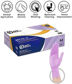 img 3 attached to 🧤 SAFE HEALTH Nitro-V Nitile-Vinyl Gloves: Industrial Grade for Housework, Latex Powder-Free & Disposable - Violet Synthetic Gloves