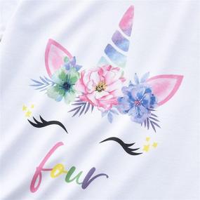 img 3 attached to 🦄 Adorable Unicorn 4th Birthday T-Shirt: Vibrantly Printed Girls' Clothing!