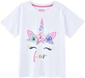 img 4 attached to 🦄 Adorable Unicorn 4th Birthday T-Shirt: Vibrantly Printed Girls' Clothing!