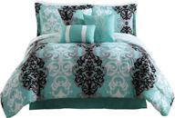 💧 carmela home studio 17 downton 7-piece full/queen comforter set in aqua blue logo