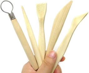 img 1 attached to Honbay 5-Piece Wooden Mini Modeling Tools: Ideal Clay Sculpture Tools for Cutting, Carving, and Smoothing