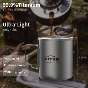 img 3 attached to 🏕️ OUTXE Titanium Pot 750ml: Ultralight Mug with Foldable Handle - Perfect for Backpacking, Hiking and Outdoor Adventures!