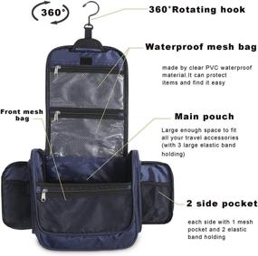 img 2 attached to 🧳 Spacious Hanging Toiletry Bag: Durable Travel Organizer with Swivel Hook – Waterproof Dopp Kit/Shaving Bag/Cosmetic Bag for Men & Women