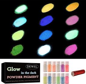 img 3 attached to ✨ Luminous DIY Delight: DEWEL 12 Color Glow in The Dark Pigment Powder with Lamp - Enhance Your Artistic Creations with Premium Epoxy Resin Luminous Powder for Slime, Nail Art, and Fine Art - Long-lasting and Self-Glowing, 0.7oz Each