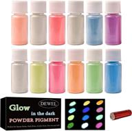 ✨ luminous diy delight: dewel 12 color glow in the dark pigment powder with lamp - enhance your artistic creations with premium epoxy resin luminous powder for slime, nail art, and fine art - long-lasting and self-glowing, 0.7oz each logo