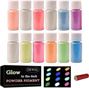 img 4 attached to ✨ Luminous DIY Delight: DEWEL 12 Color Glow in The Dark Pigment Powder with Lamp - Enhance Your Artistic Creations with Premium Epoxy Resin Luminous Powder for Slime, Nail Art, and Fine Art - Long-lasting and Self-Glowing, 0.7oz Each