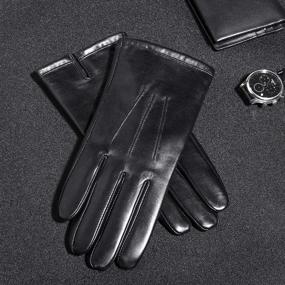 img 2 attached to Premium Leather Driving Gloves with 🧤 Touchscreen Functionality, Luxurious Lambskin and Cashmere Lining