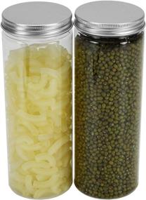 img 2 attached to 🌶️ Tebery 16-Pack Clear Plastic Spice Jars Bottles with Lids - 17oz Straight Cylinders for Food & Home Storage - Containers, Canisters