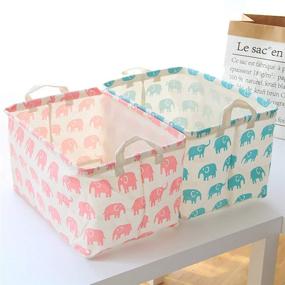 img 2 attached to 🐘 Cotton Canvas Toy Storage Basket by TDDollopis - Pink Elephant Design