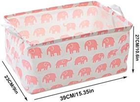 img 1 attached to 🐘 Cotton Canvas Toy Storage Basket by TDDollopis - Pink Elephant Design