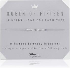 img 4 attached to Lucky Feather Quinceanera Gifts for Girls: Adjustable Cord Bracelet with 🎂 15 14K Gold Dipped Beads, Celebrating Each Year of Their 15th Birthday